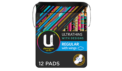 U by Kotex Designer Series Regular Ultrathin Pads with Wings