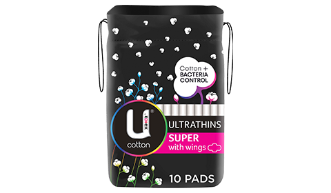 U by Kotex Cotton and Bacterial Control Super Ultrathin Pads with Wings U by Kotex Cotton and Bacterial Control Super Ultrathin Pads with Wings